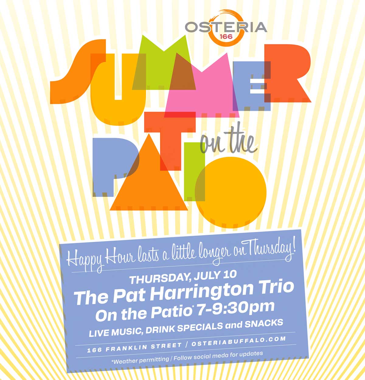 Summer on the Patio | Extended Live Music Happy Hour with the Pat Harrington Trio